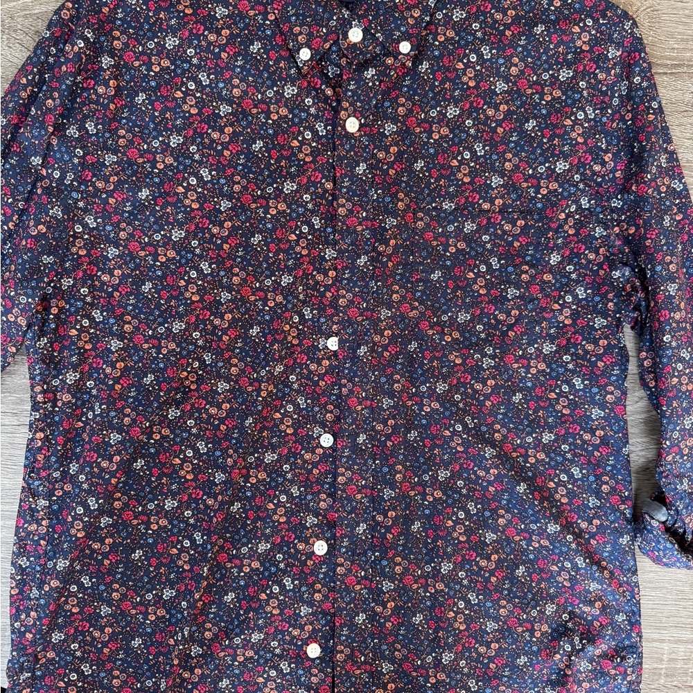 J. Crew Blue and Red Casual Button Down Shirt